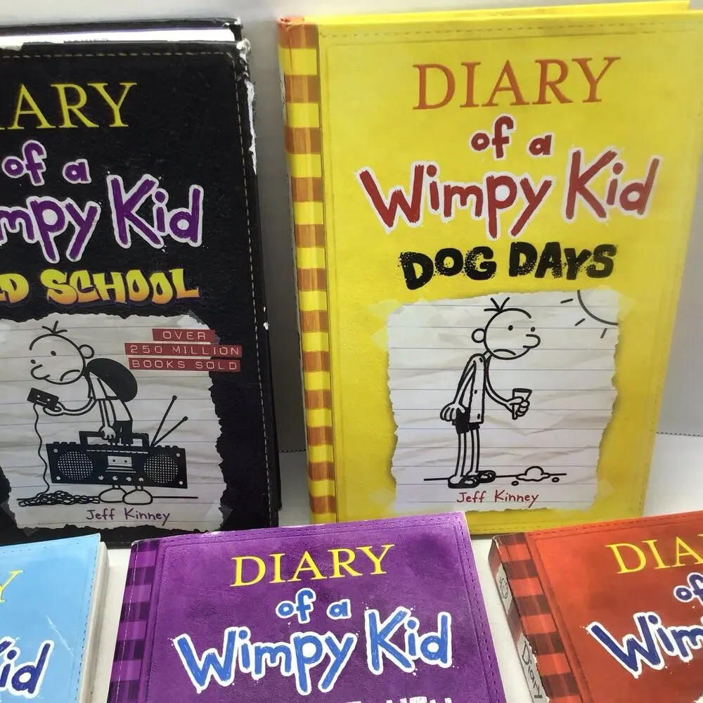 Diary of a Wimpy Kid Book Lot 7 Hardcover Softcover Books Jeff Kinney Dog Days